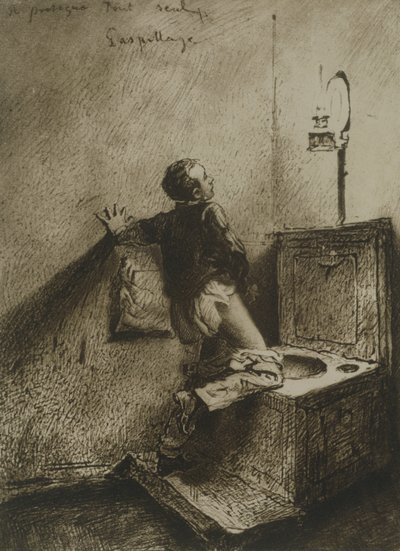 Boy Masturbating in a Toilet, plate 19 from Love by Mihaly von Zichy